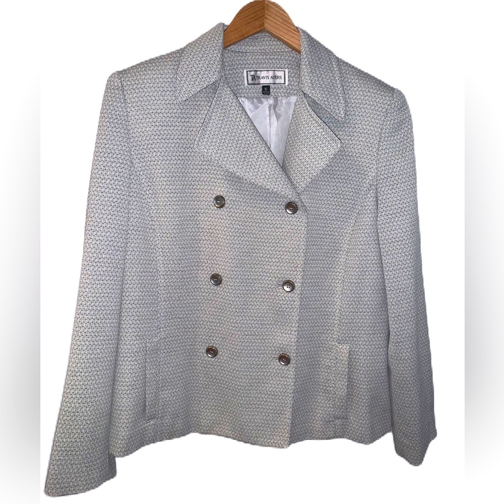 Travis Ayers 2 Piece Skirt Set Gray & White Tweed Size 16
